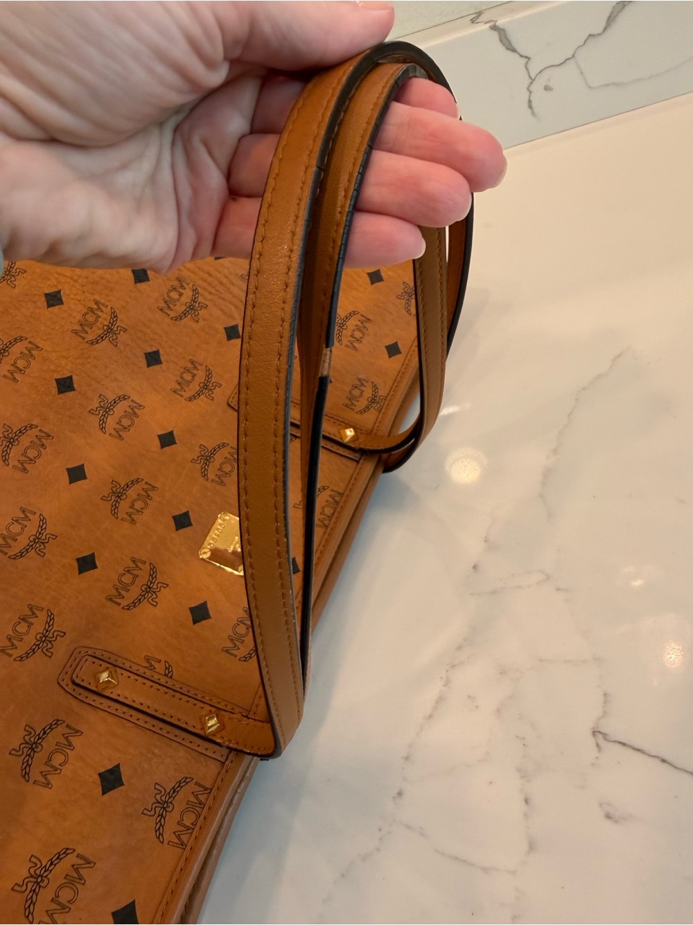 MCM Cognac Visetos Heritage Tote Bag - Picture 5 of 12